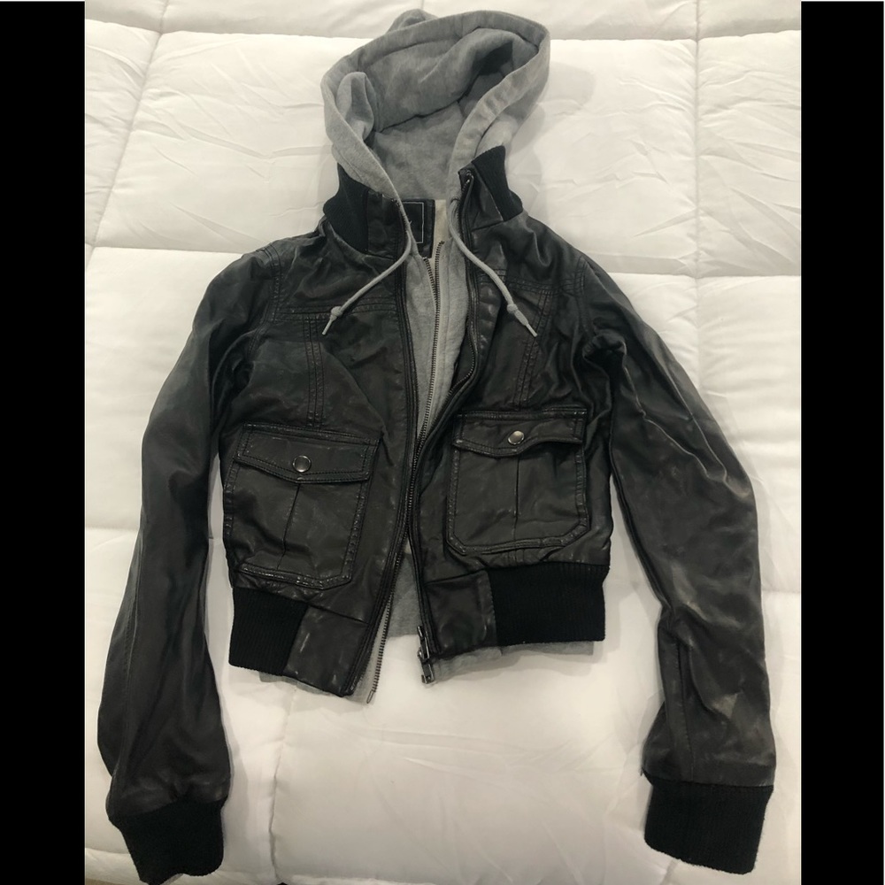 Obey leather jacket sz xxs